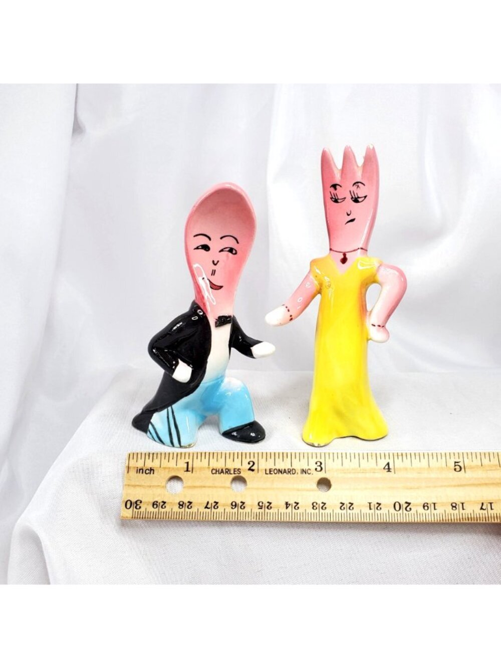 VTG Victoria Ceramics Anthropomorphic Fork & Spoon Salt & Pepper Shakers Japan - Picture 3 of 13
